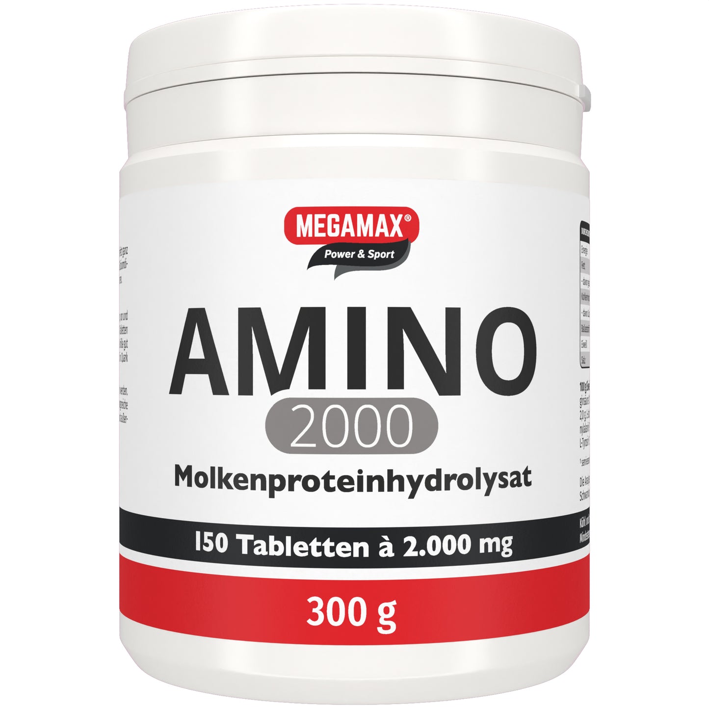 Produktbild von MEGAMAX Aminosäuretabletten für Bodybuilding, 150 Tabletten, weiße Dose