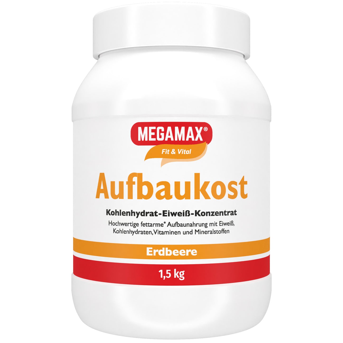 Megamax Zunehmshake Erdbeere 1,5 kg Dose: unterstützt Gewichtsaufbau mit Vitaminen und Mineralstoffen bei Nährstoffmangel