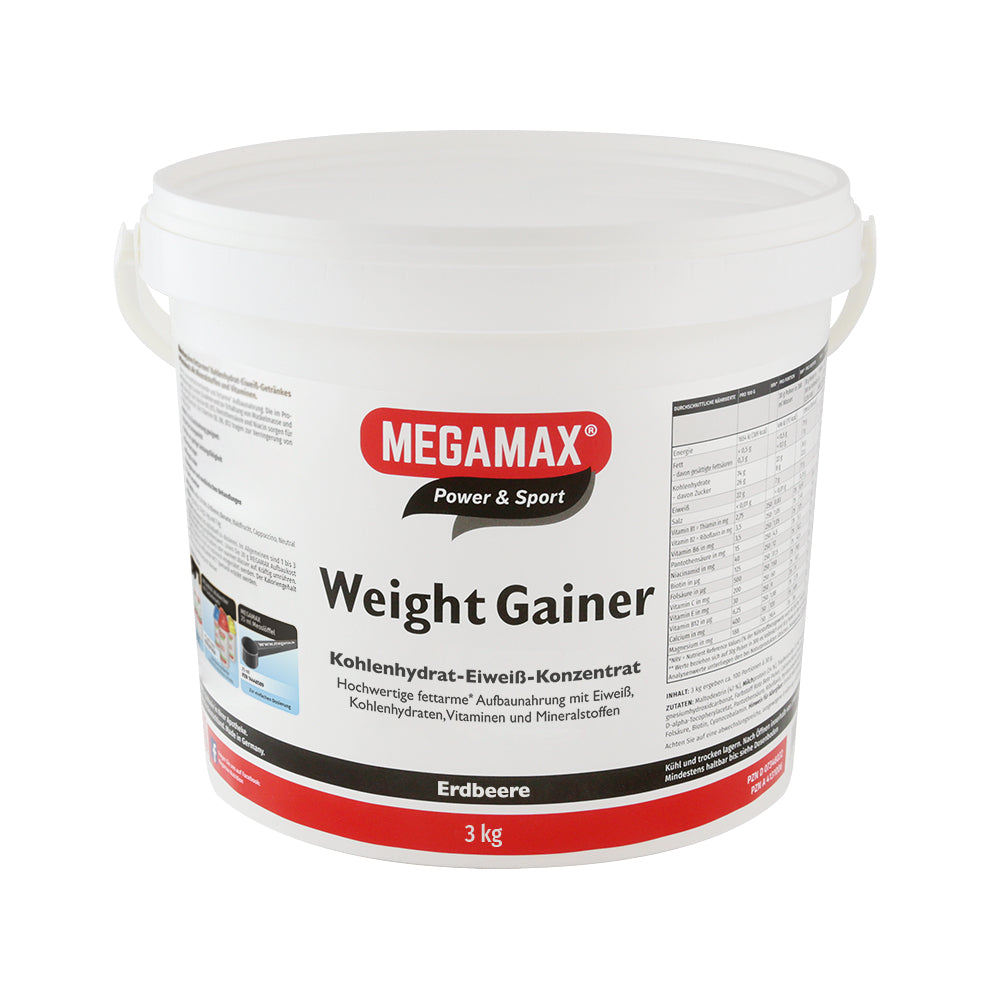 Weight Gainer Erdbeere 3 kg Eimer Aufbaunahrung