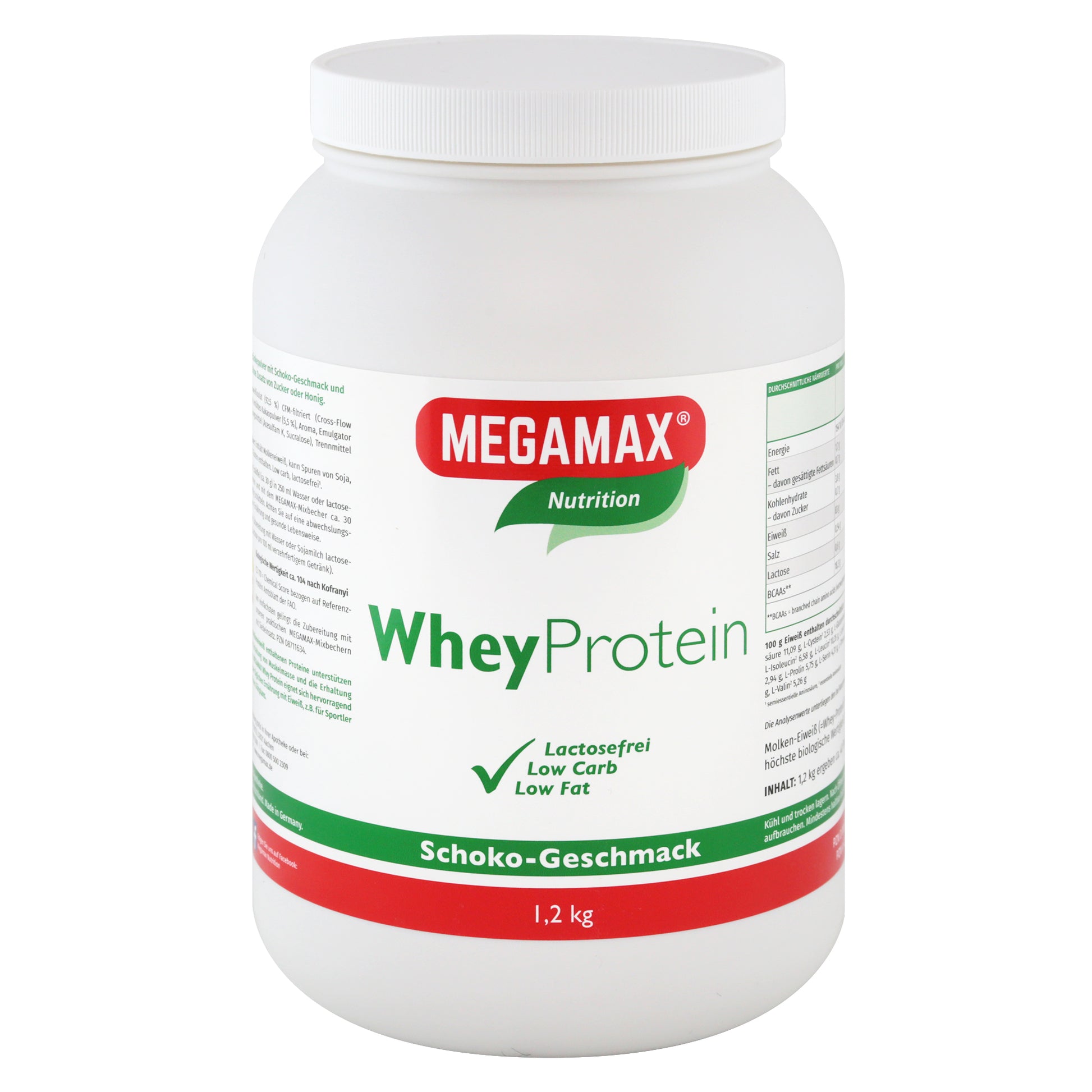 Megamax Instant Whey protein Schoko 1,2 kg Eiweißpulver für Muskelaufbau und bei Kraftverlust