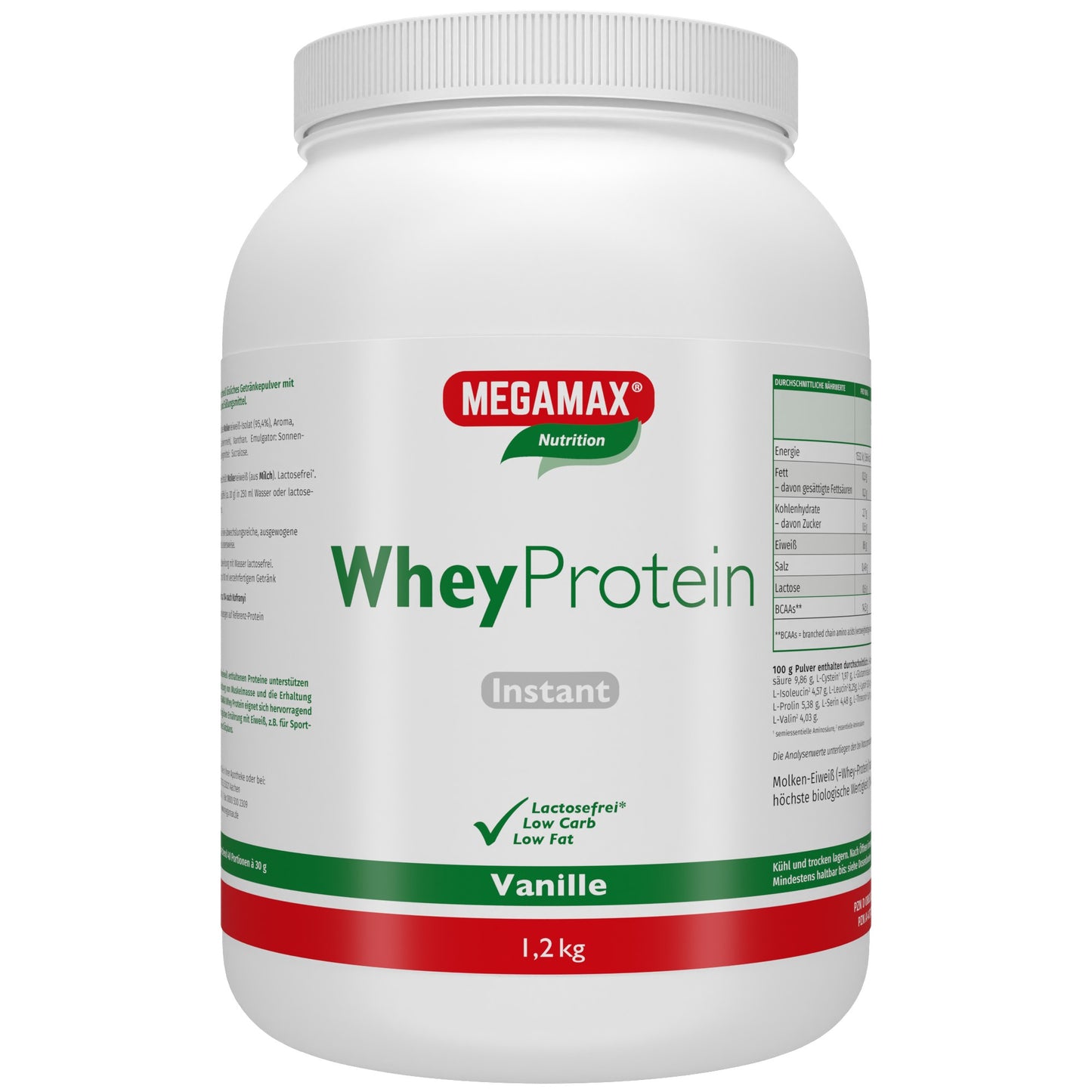 Megamax Instant Whey Protein Vanille 1,2 kg für Bodyshaping und Muskelaufbau