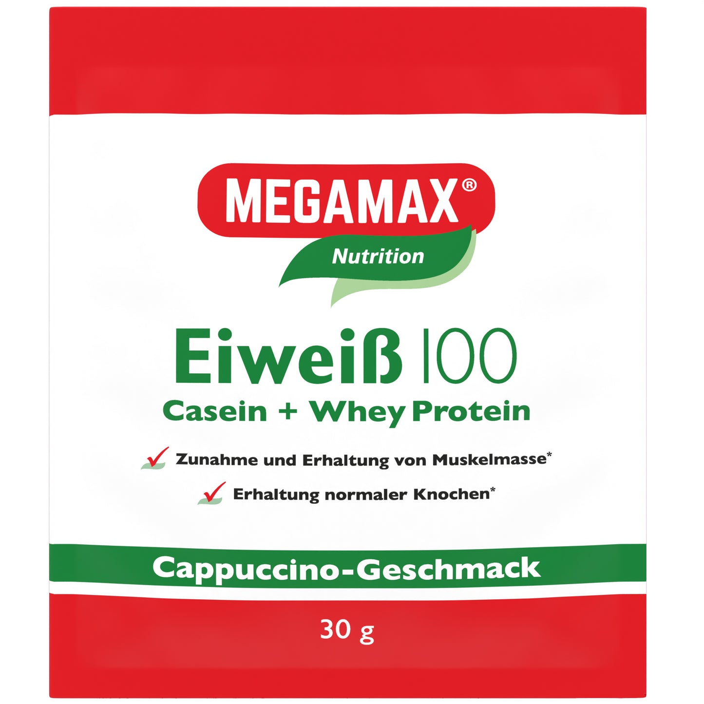 Proteinpulver mit Cappuccino-Geschmack von Megamax Eiweiß 100 30 g Probe für effektiven Muskelaufbau und Diät