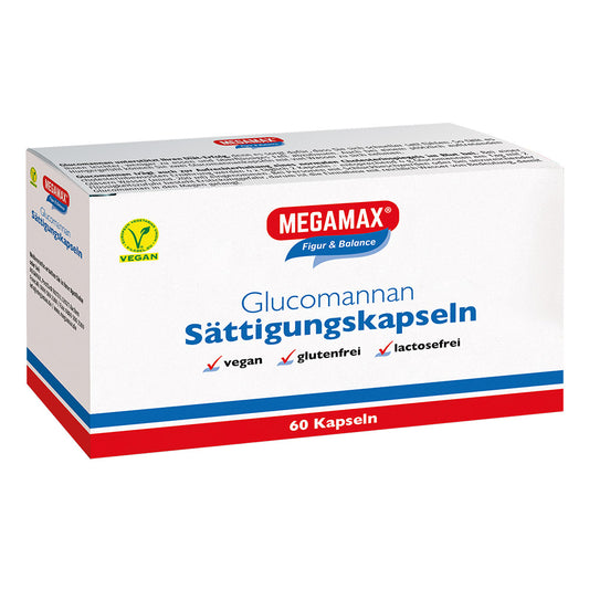 Megamax Glucomannan Sättigungskapseln zum Abnehmen Schachtel mit 60 Kapseln