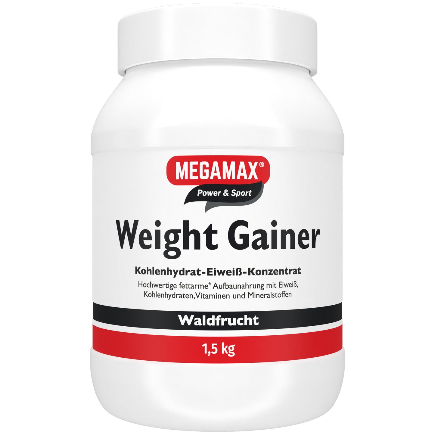 Megamax Weight Gainer Waldfrucht 1,5 kg Dose Aufbaunahrung für kontrolliertes Zunehmen bei Untergewicht und Nährstoffmangel