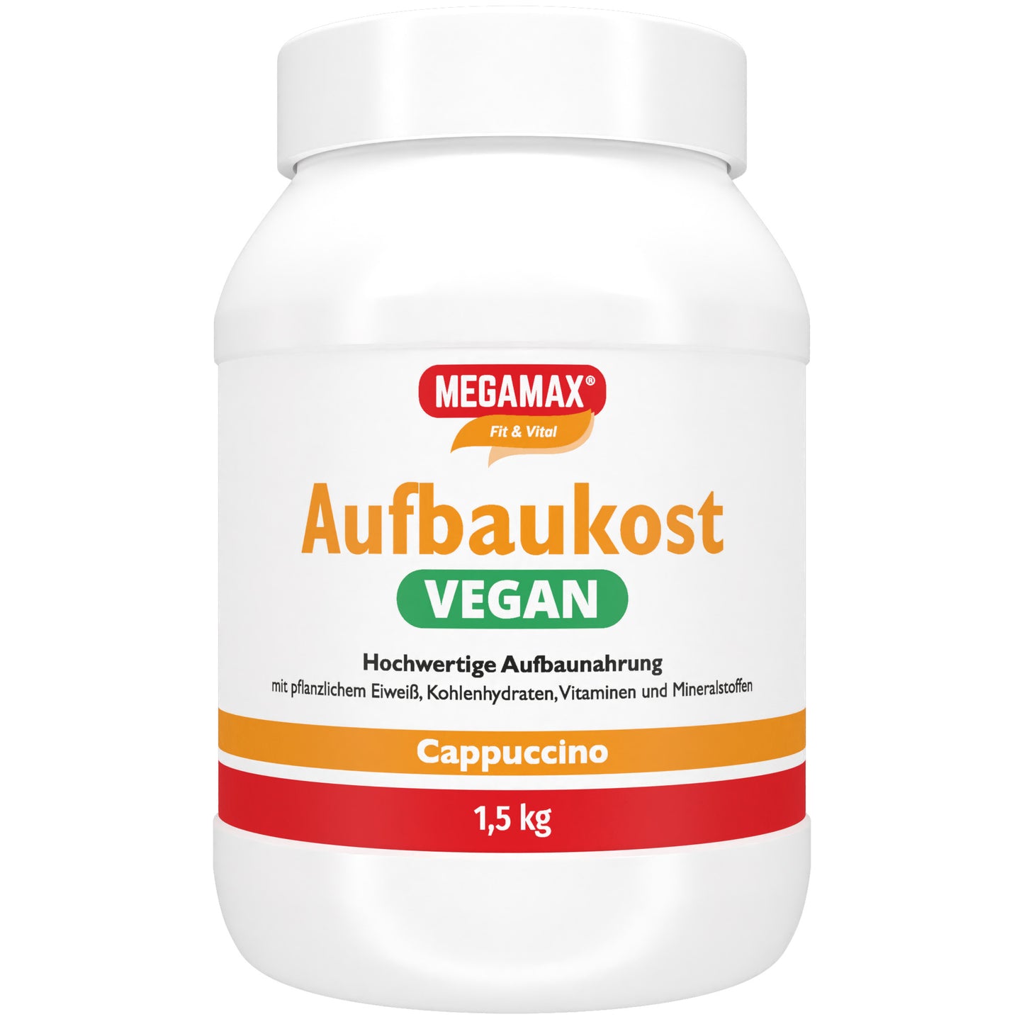 Vegane Trinknahrung Megamax Cappuccino-Geschmack 1,5 kg Dose: für Senioren bei Untergewicht, oder Schluckbeschwerden