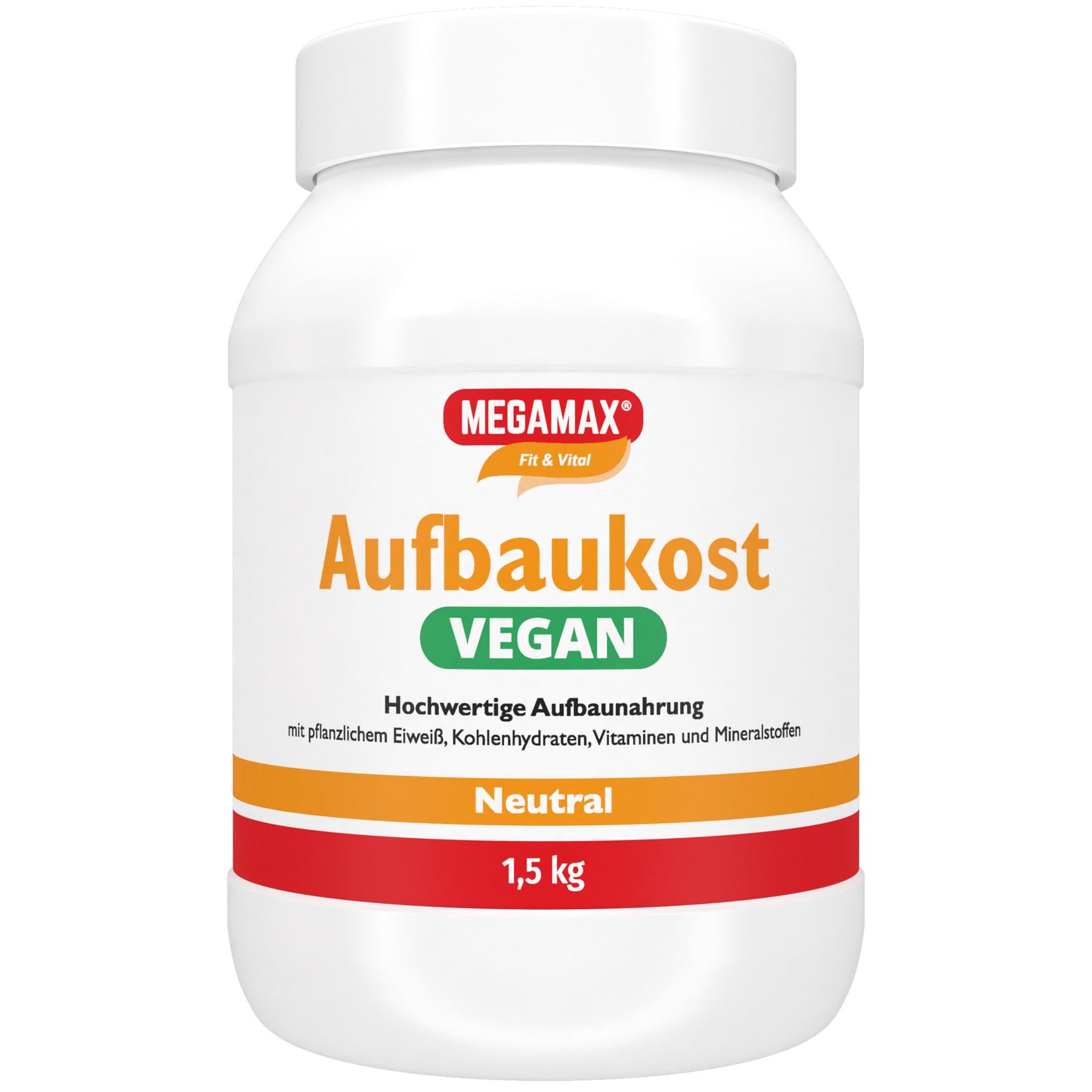 Veganer Weightgainer Megamax geschmacksneutral 1,5 kg Dose: ideal bei Untergewicht, zum Muskelaufbau und Regeneration