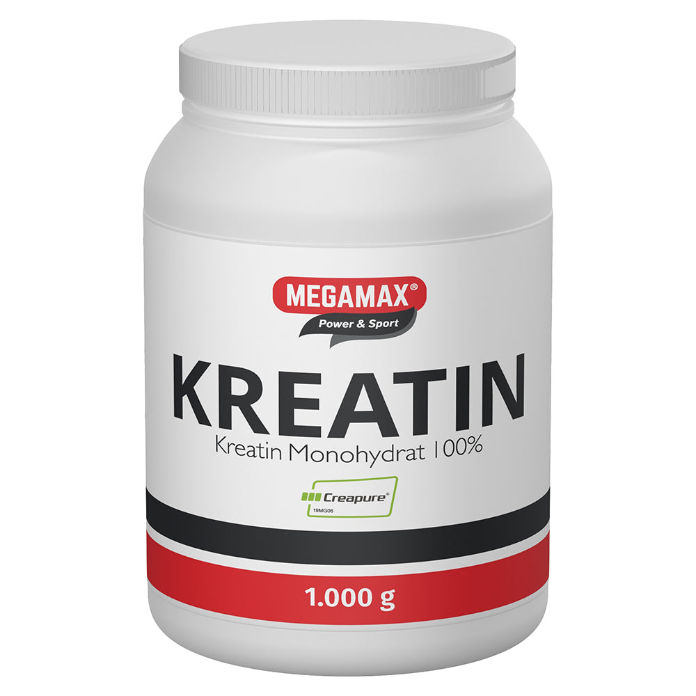 Megamax Kreatin Monohydrat 100 % Creapure 1000 g, reines Creatin für Muskelaufbau, Kraft, Bodybuilding, schnelle Regeneration