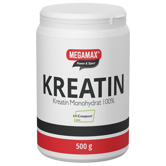 Megamax Kreatin Monohydrat 100 % Creapure 500 g Dose, reines Creatin für Spor, Fitness, Krafttraining, Ausdauer und Leistung