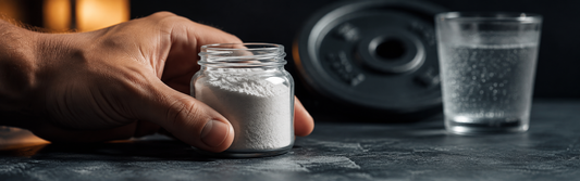 Kreatinpulver monohydrat im Fitnessstudio