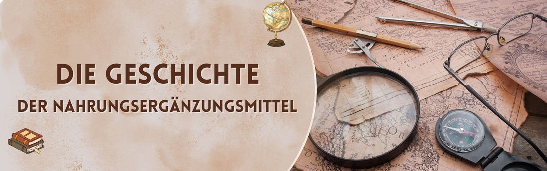 Brille, Kompass, Lupe auf alten Karten, die Geschichte der NEM