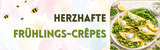 Crêpes mit herzhafter Füllung auf weißem Teller