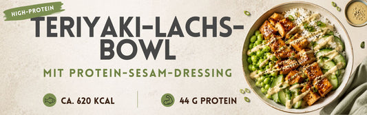 High Protein Bowl mit Lachs und Sesam-Dressing
