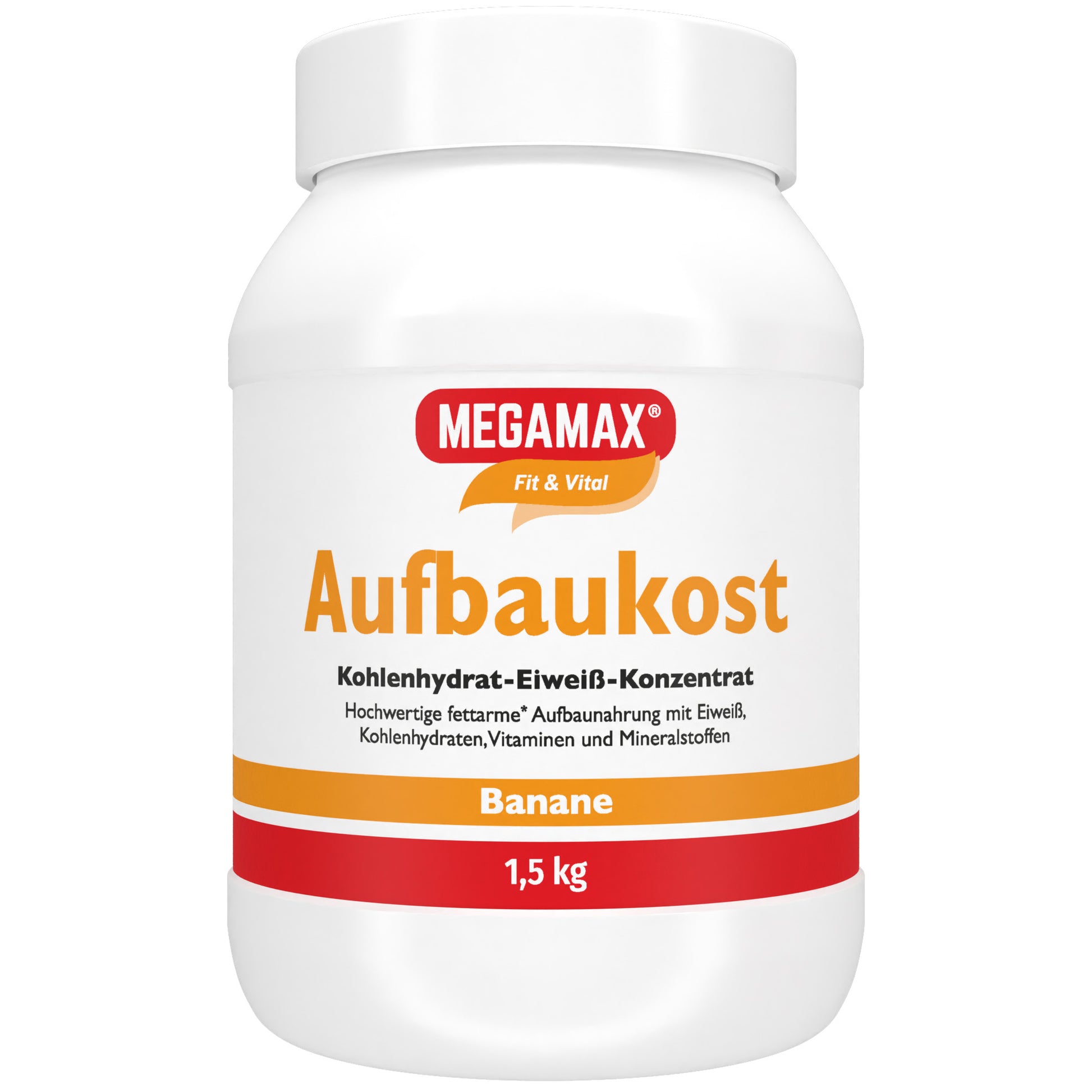 Megamax Aufbaukost kalorienreicher Banane-Zunehmdrink in 1,5 kg Dose: Shake für schnelles Zunehmen und Muskelaufbau