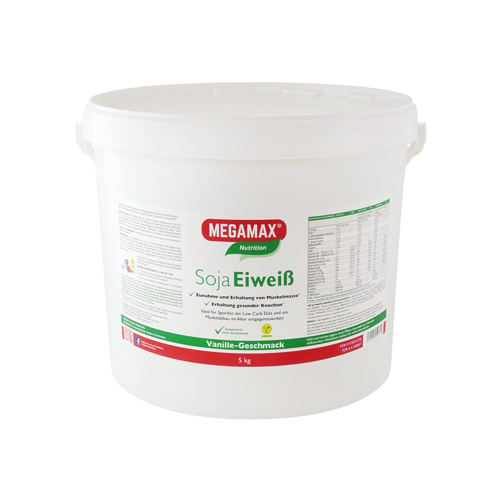 Sojaprotein ohne Gentechnik 5 kg Eimer mit Vanille-Geschmack
