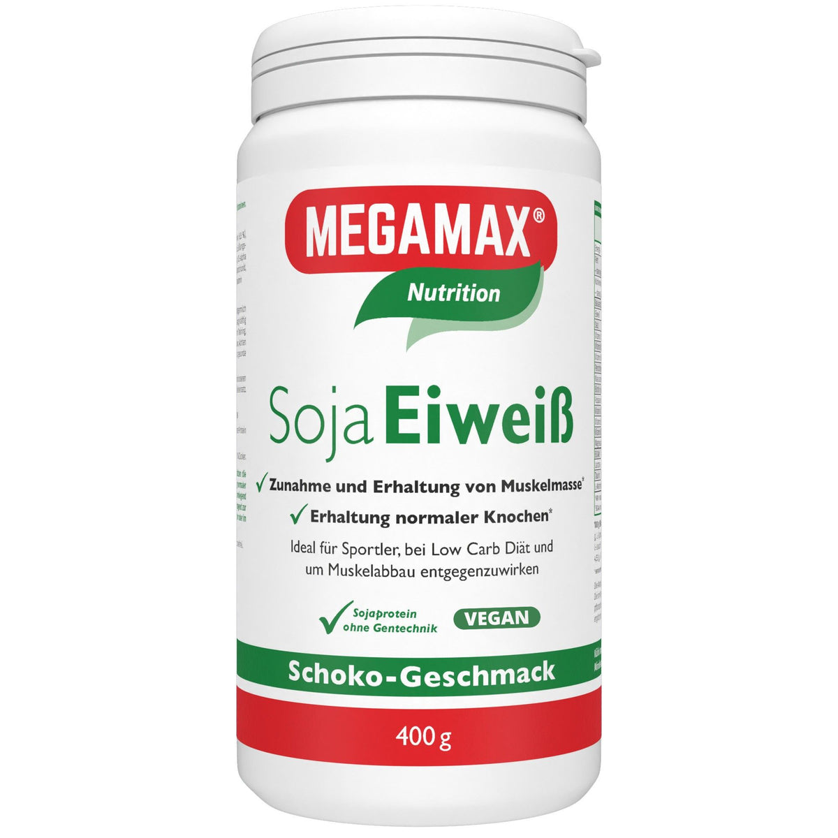 MEGAMAX Nutrition Soja Eiweiß neutral 400 g Dose Frontansicht