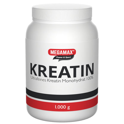 Sport‑Supplement Megamax ultrafeines Kreatin Monohydrat 1000 g – 100 % Creatin‑Pulver für Fitness, Ausdauer, Muskelaufbau