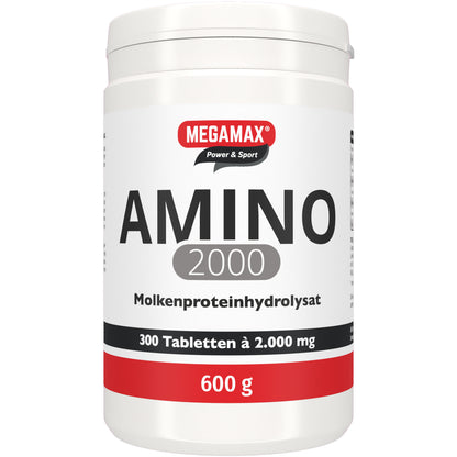 Megamax Amino 2000 Molkenproteinhydrolysat, 300 Tabletten, weiße Dose