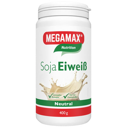MEGAMAX Nutrition Soja Eiweiß Neutral 400 g Dose Frontansicht