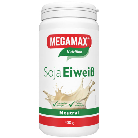 MEGAMAX Nutrition Soja Eiweiß Neutral 400 g Dose Frontansicht