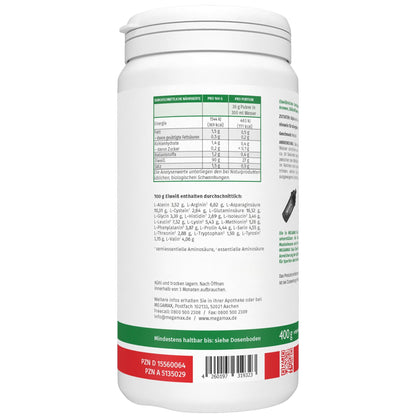 MEGAMAX Nutrition Soja Eiweiß Neutral 400 g Dose Rückansicht