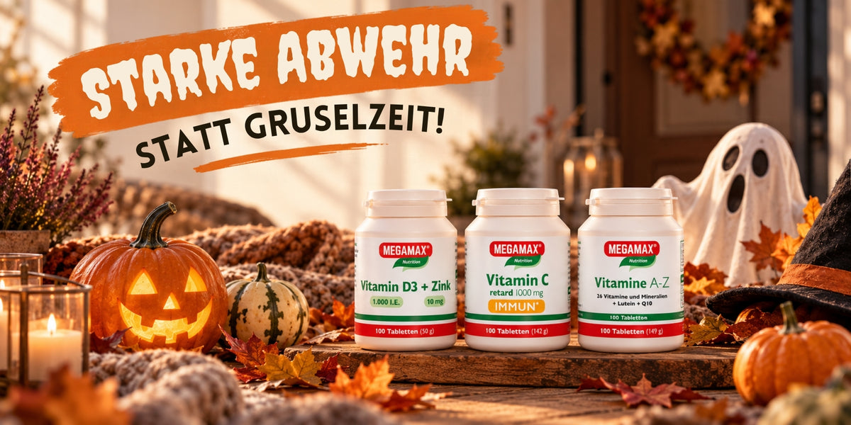 Starke Abwehrkräfte mit MEGAMAX Vitamin C, Vitamin D3 und Zink und Vitamine A-Z - Vitamin C trägt zur normalen Funktion des Immunsystems bei