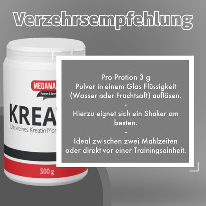 Kreatin ultrafreines Monohydrat 100 % rein