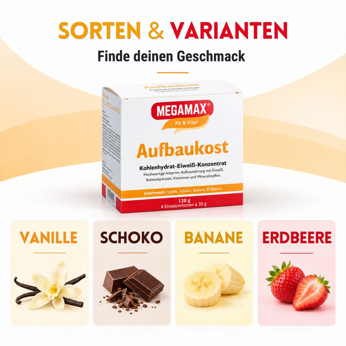 MEGAMAX Aufbaukost Probierpaket Geschmacksrichtungen