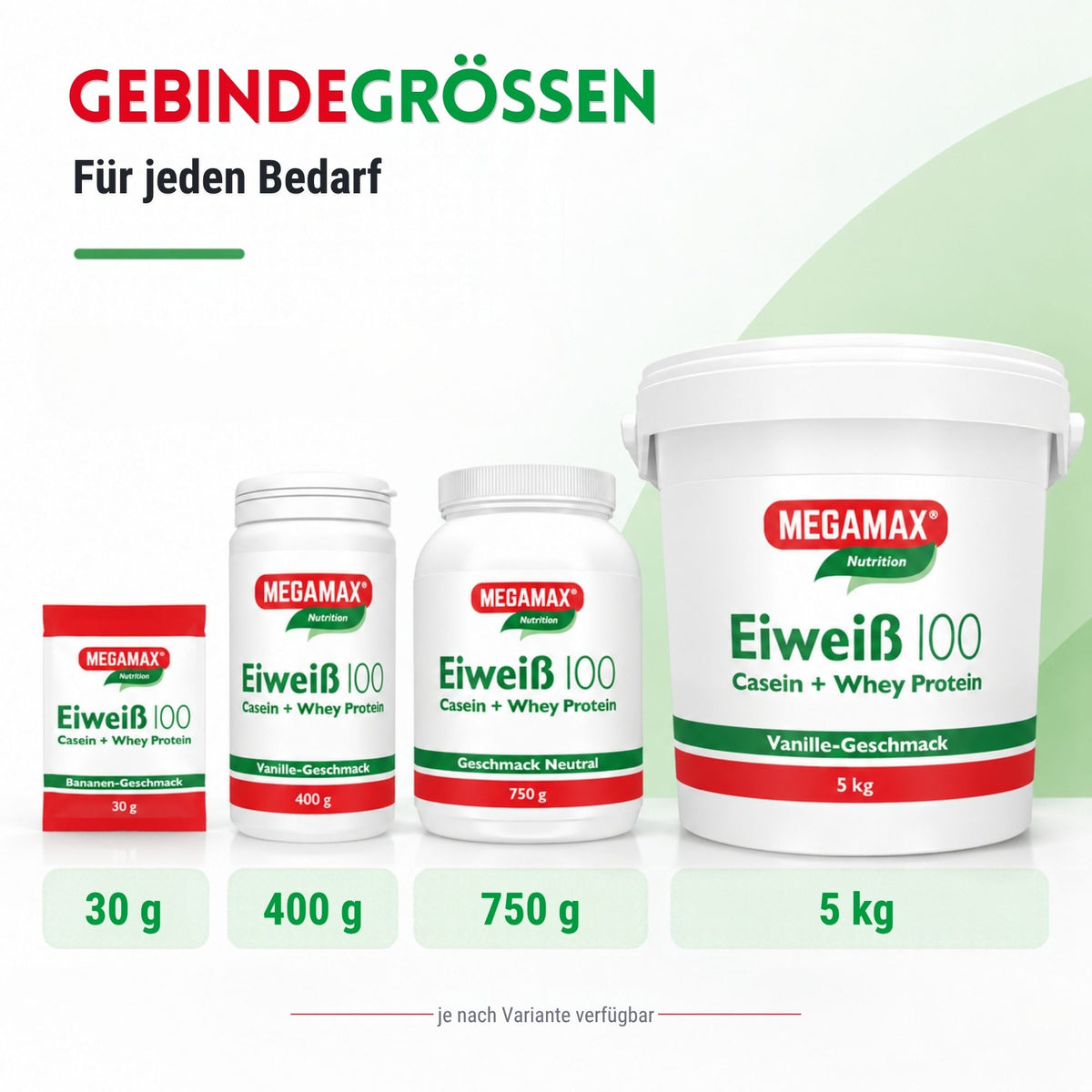 MEGAMAX Nutrition Eiweiß 100 verschiedene Packungsgrößen