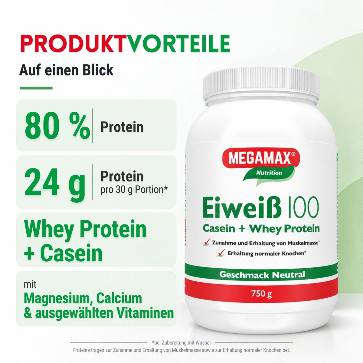 MEGAMAX Nutrition Eiweiß 100 Produktvorteile