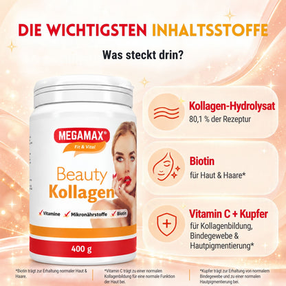 MEGAMAX Beauty Kollagen die wichtigsten Inhaltsstoffe